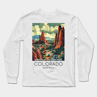 A Vintage Travel Illustration of the Garden of the Gods Park - Colorado - US Long Sleeve T-Shirt